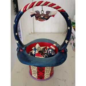 Jim Shore Star Spangled Splendor Patriotic Basket Interchangable Stars Eagle